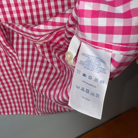 Lands End Pink & White Gingham Button-Down Shirt Size 10 - Picture 7 of 7